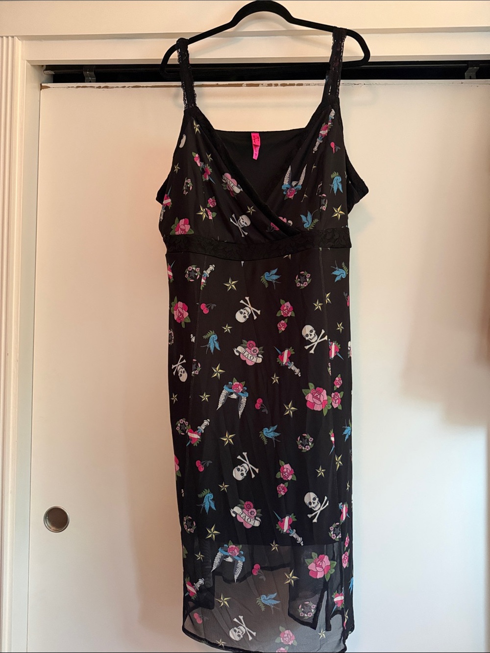 torrid Betsey Johnson Black Slip Dress with multi print
